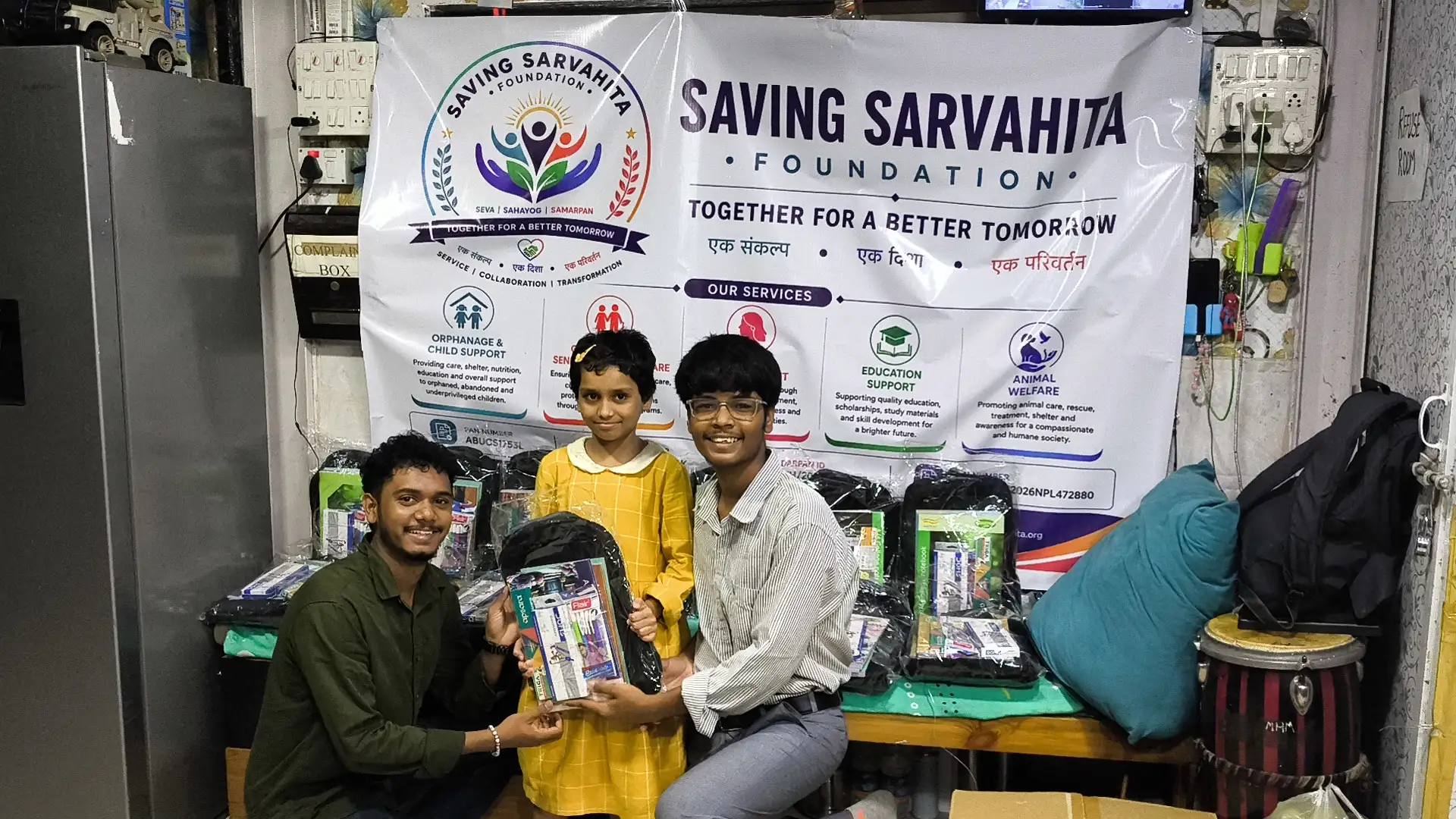 Children Showing New Notebooks & Bags
